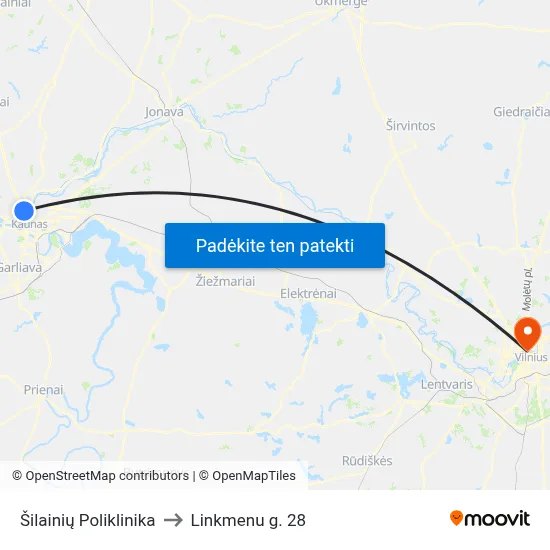 Šilainių Poliklinika to Linkmenu g. 28 map