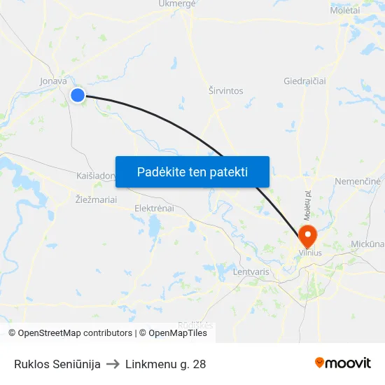 Ruklos Seniūnija to Linkmenu g. 28 map