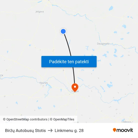 Biržų Autobusų Stotis to Linkmenu g. 28 map