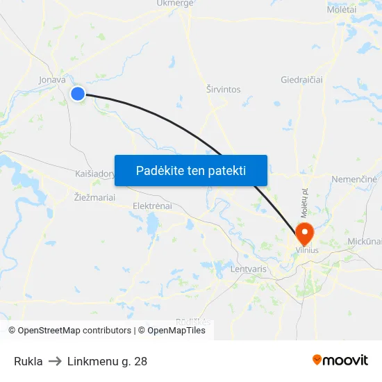 Rukla to Linkmenu g. 28 map