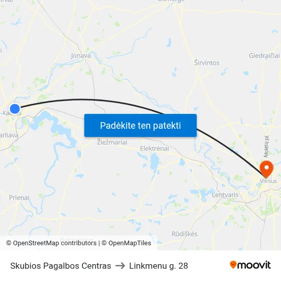 Skubios Pagalbos Centras to Linkmenu g. 28 map