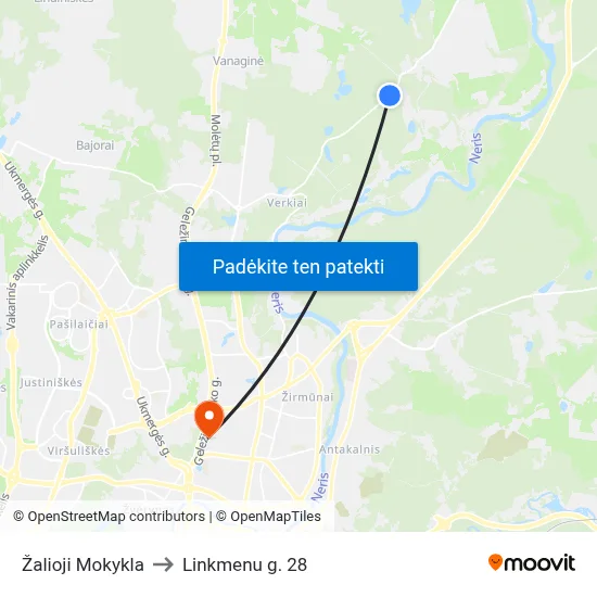 Žalioji Mokykla to Linkmenu g. 28 map