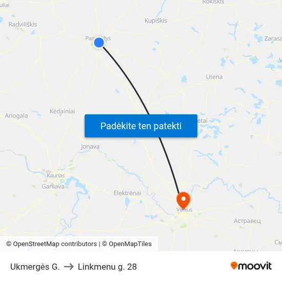 Ukmergės G. to Linkmenu g. 28 map