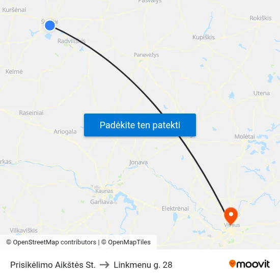 Prisikėlimo Aikštės St. to Linkmenu g. 28 map