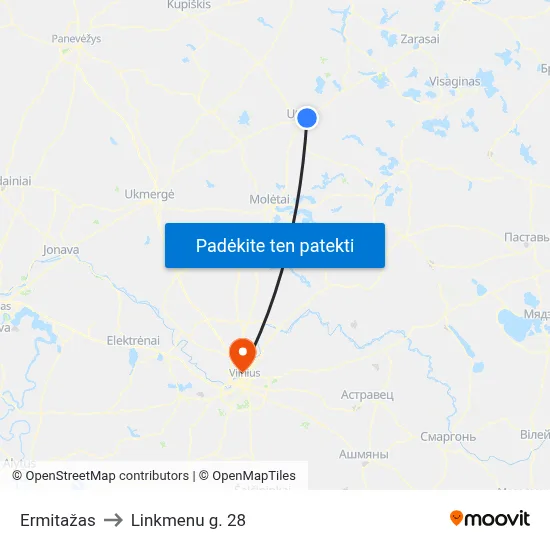 Ermitažas to Linkmenu g. 28 map