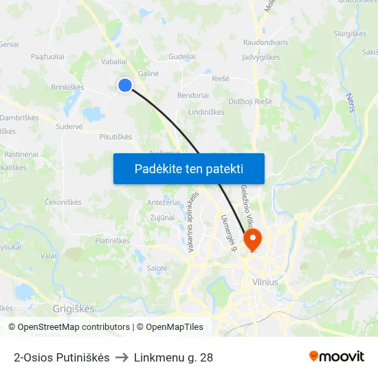 2-Osios Putiniškės to Linkmenu g. 28 map