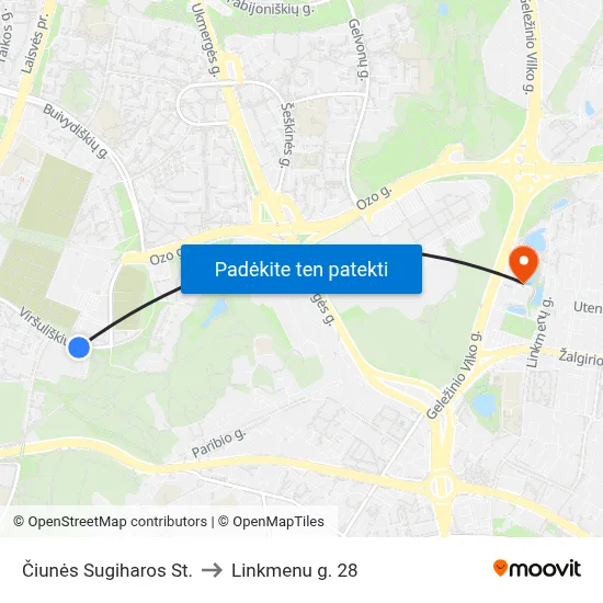 Čiunės Sugiharos St. to Linkmenu g. 28 map