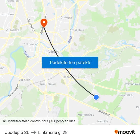 Juodupio St. to Linkmenu g. 28 map