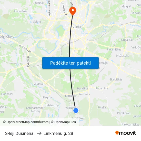 2-Ieji Dusinėnai to Linkmenu g. 28 map