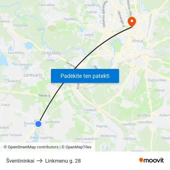 Šventininkai to Linkmenu g. 28 map