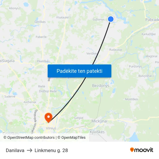 Danilava to Linkmenu g. 28 map