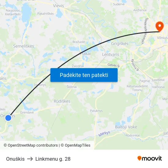 Onuškis to Linkmenu g. 28 map