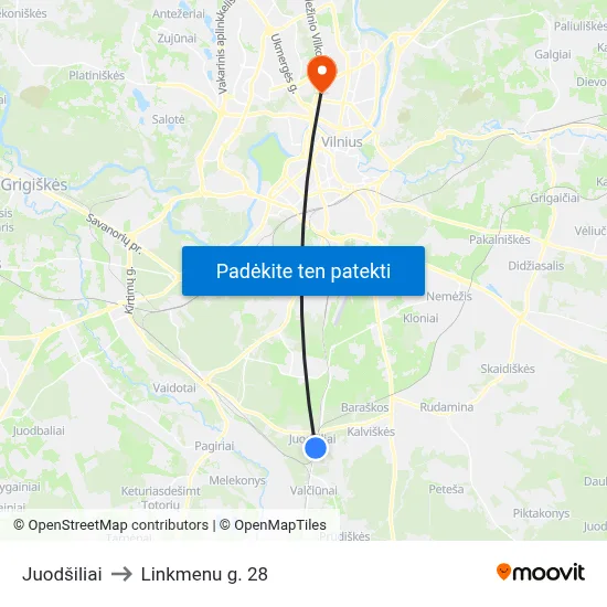 Juodšiliai to Linkmenu g. 28 map
