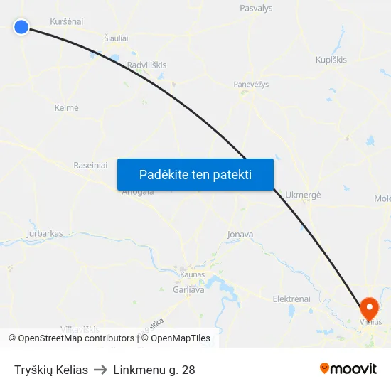 Tryškių Kelias to Linkmenu g. 28 map