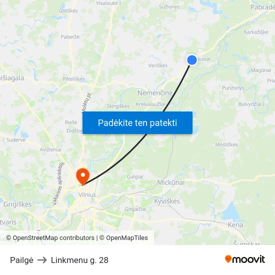 Pailgė to Linkmenu g. 28 map