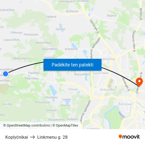 Koplyčnikai to Linkmenu g. 28 map