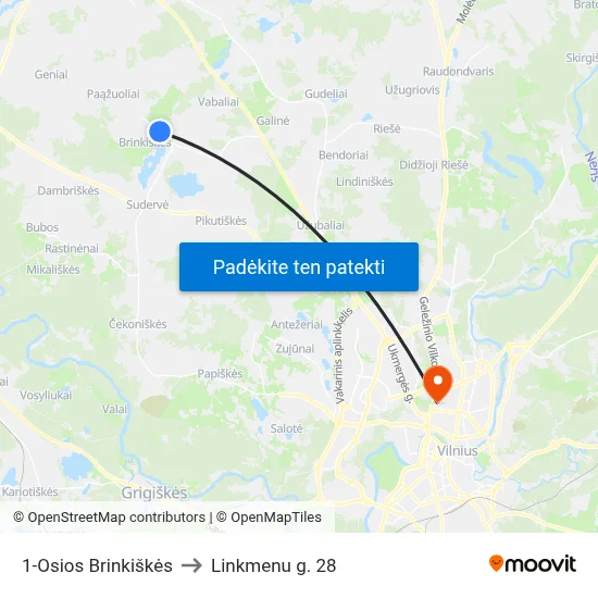 1-Osios Brinkiškės to Linkmenu g. 28 map
