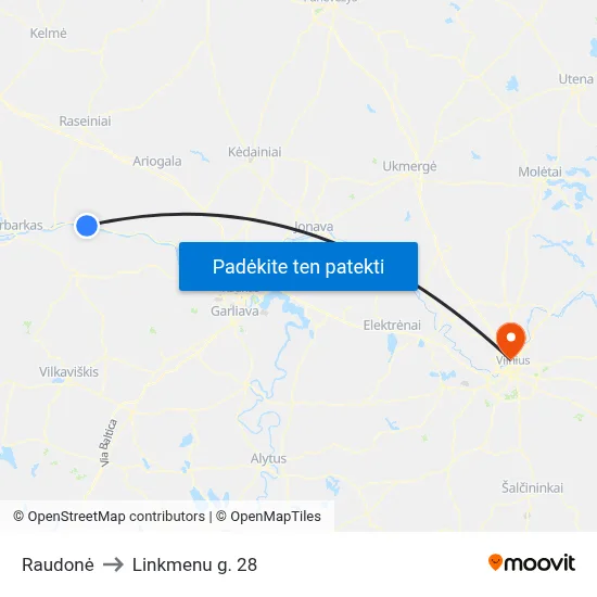 Raudonė to Linkmenu g. 28 map