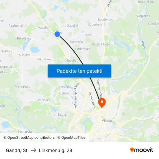 Gandrų St. to Linkmenu g. 28 map