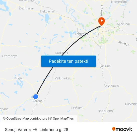 Senoji Varėna to Linkmenu g. 28 map