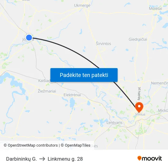 Darbininkų G. to Linkmenu g. 28 map