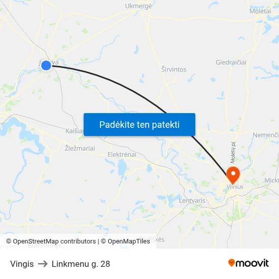 Vingis to Linkmenu g. 28 map