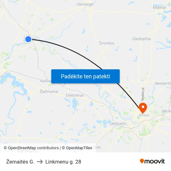 Žemaitės G. to Linkmenu g. 28 map