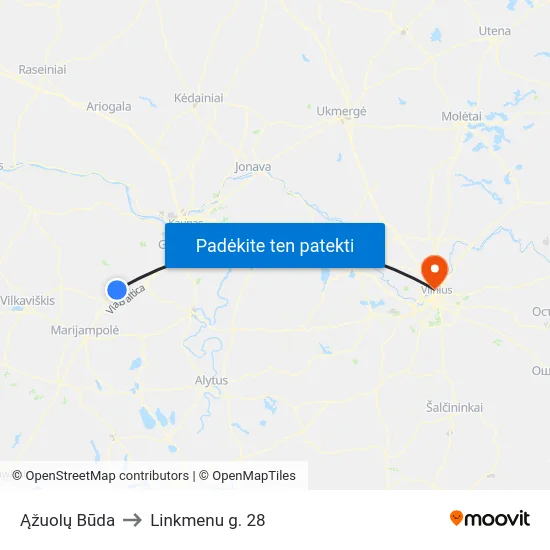 Ąžuolų Būda to Linkmenu g. 28 map