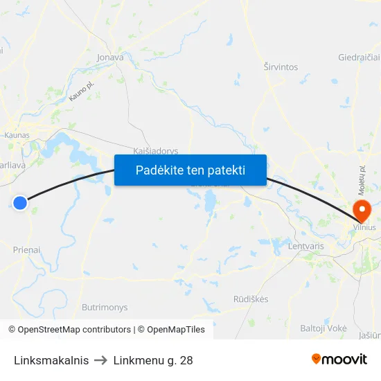 Linksmakalnis to Linkmenu g. 28 map