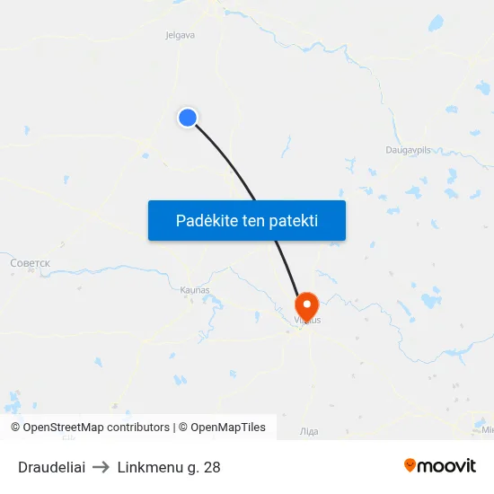 Draudeliai to Linkmenu g. 28 map