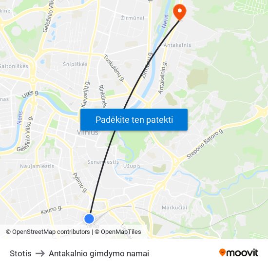 Stotis to Antakalnio gimdymo namai map
