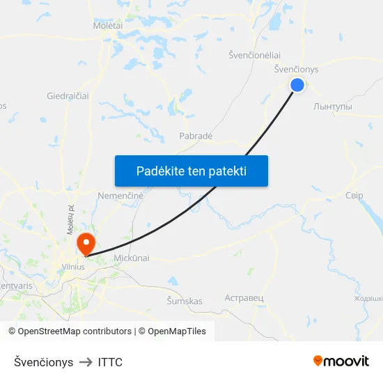 Švenčionys to ITTC map