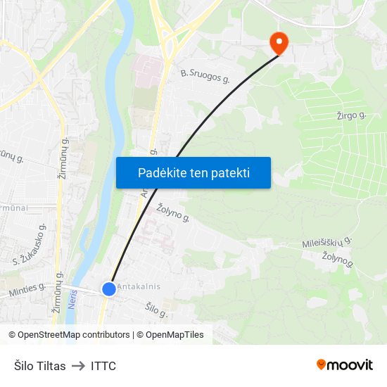 Šilo Tiltas to ITTC map