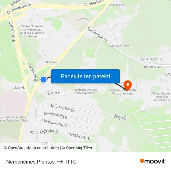 Nemenčinės Plentas to ITTC map