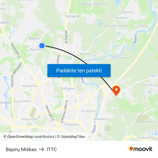 Bajorų Miškas to ITTC map