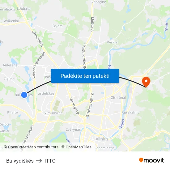 Buivydiškės to ITTC map