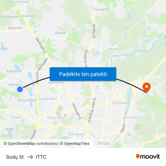 Sodų St. to ITTC map