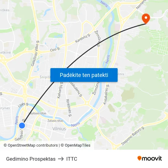 Gedimino Prospektas to ITTC map