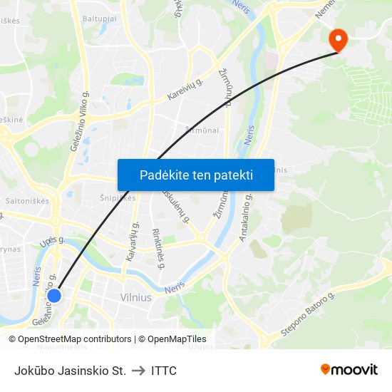 Jokūbo Jasinskio St. to ITTC map