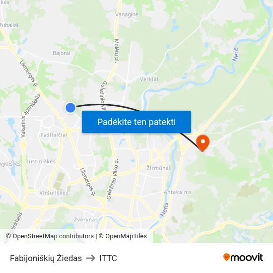 Fabijoniškių Žiedas to ITTC map