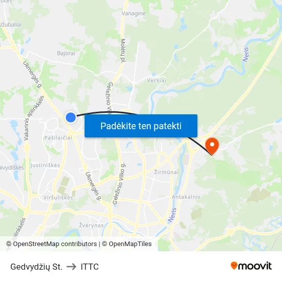 Gedvydžių St. to ITTC map