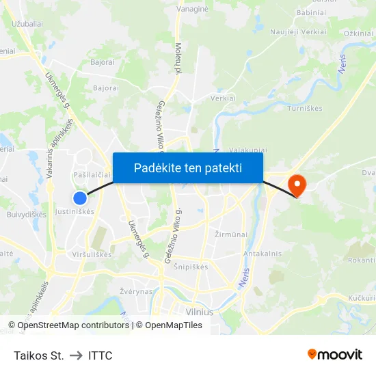 Taikos St. to ITTC map