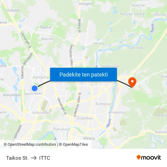 Taikos St. to ITTC map