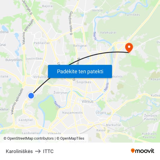 Karoliniškės to ITTC map