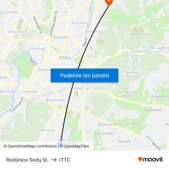 Rodūnios Sodų St. to ITTC map