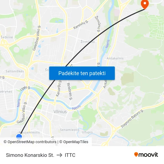 Simono Konarskio St. to ITTC map