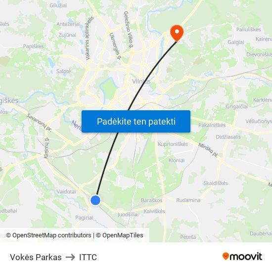 Vokės Parkas to ITTC map