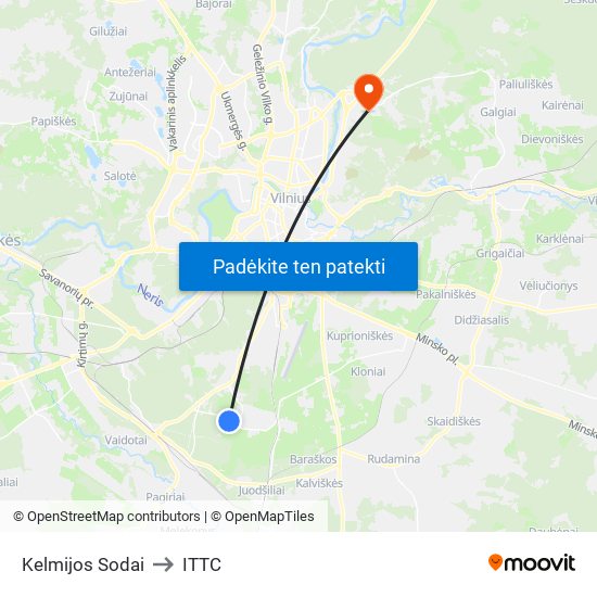 Kelmijos Sodai to ITTC map