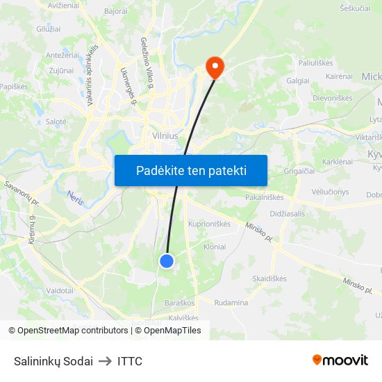 Salininkų Sodai to ITTC map