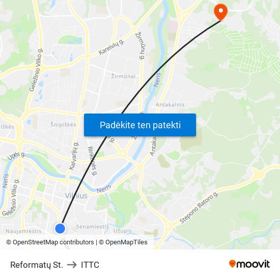 Reformatų St. to ITTC map